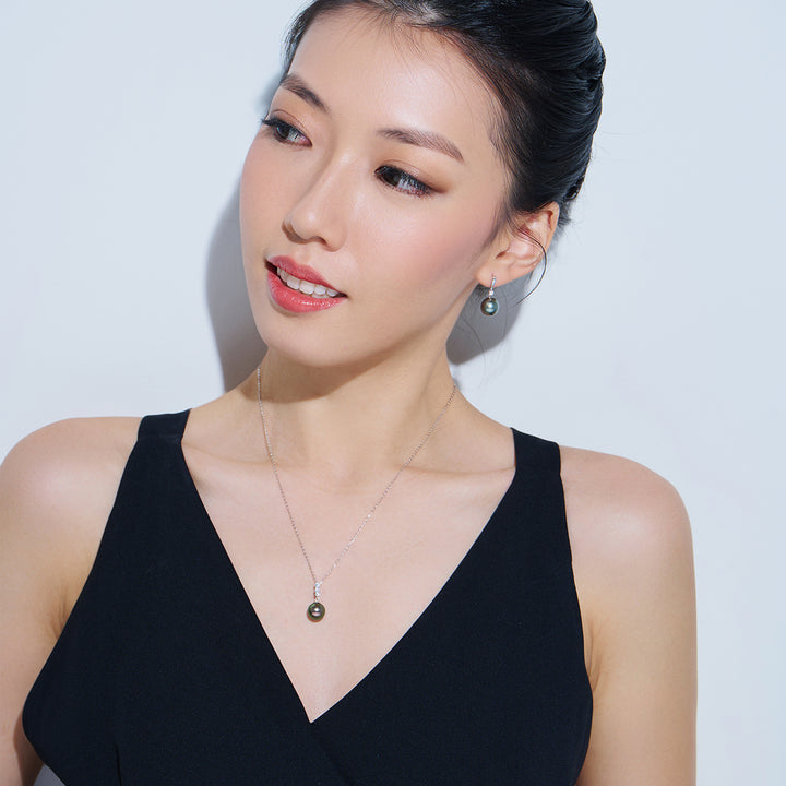 18K Solid Gold Exceptional Saltwater Tahitian Pearl Necklace KN00312 - PEARLY LUSTRE