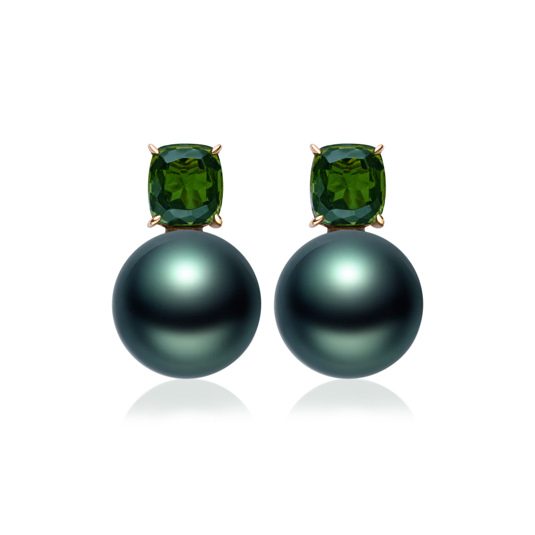 18K Gold Tahitian Pearl Earrings KE00283 - PEARLY LUSTRE