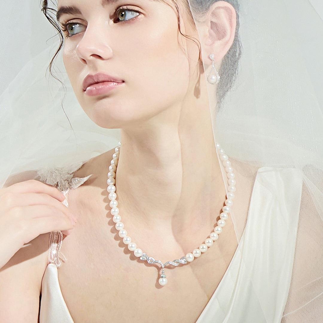 18K Solid Gold Freshwater Pearl Necklace KN00021 - PEARLY LUSTRE