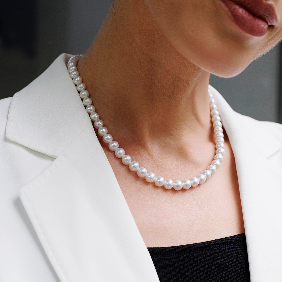 Top Grade White Freshwater Pearl Necklace WN00043 - PEARLY LUSTRE