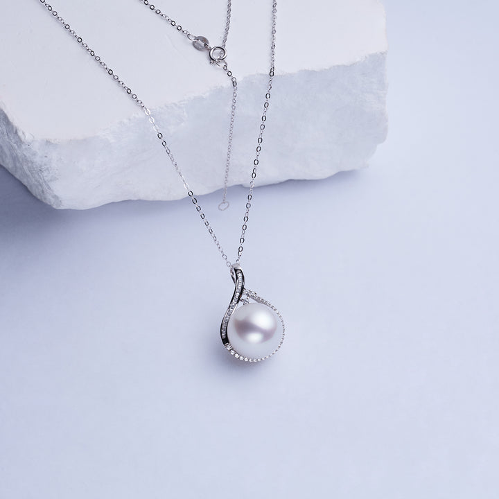 18K Solid Gold Australian White South Sea  Pearl Necklace KN00038 - PEARLY LUSTRE