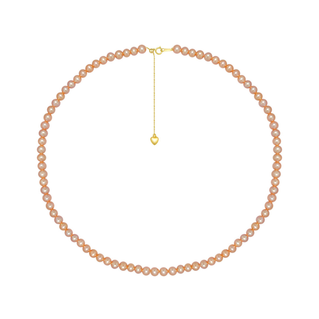 18K Solid Gold Top Grading Pink Freshwater Pearl Necklace KN00040 - PEARLY LUSTRE