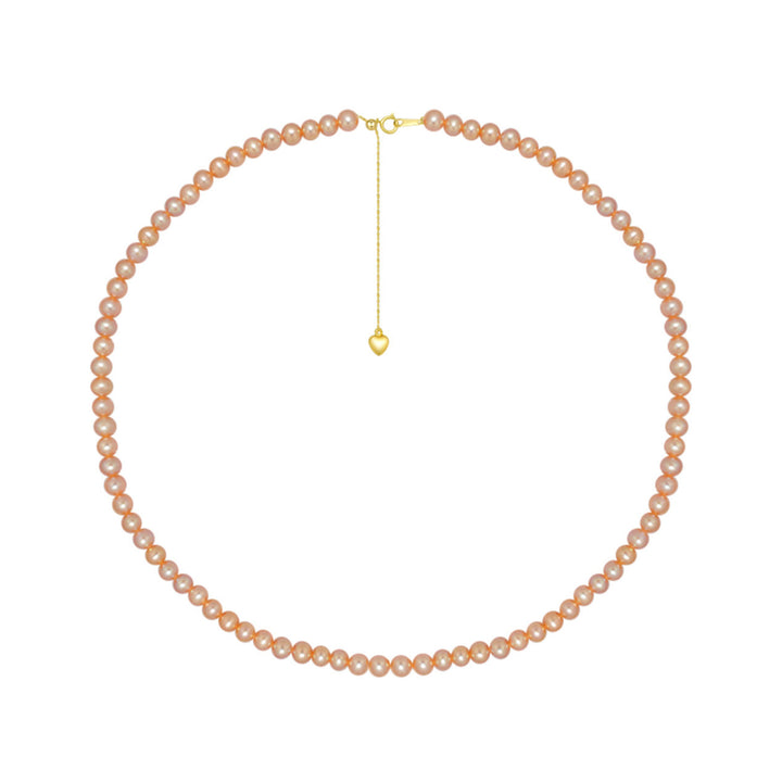 18K Solid Gold Top Grading Pink Freshwater Pearl Necklace KN00040 - PEARLY LUSTRE