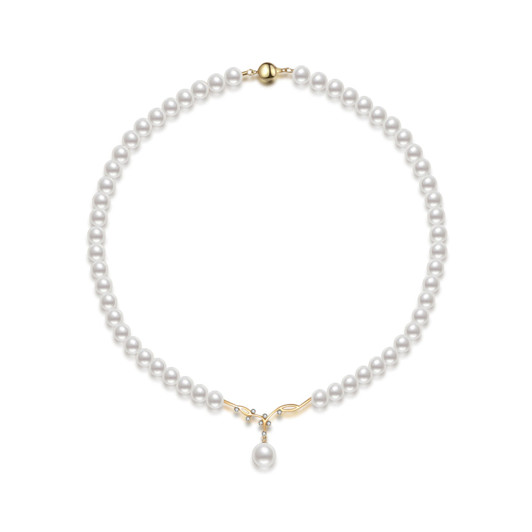 18K Gold Freshwater Pearl Necklace KN00078 | STARRY - PEARLY LUSTRE