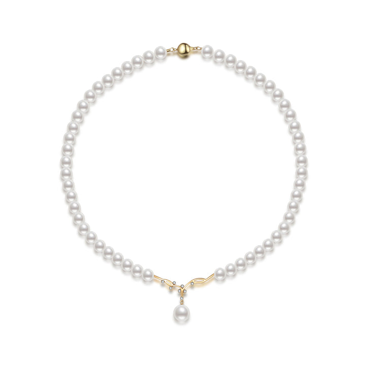 18K Gold Freshwater Pearl Necklace KN00078 | STARRY - PEARLY LUSTRE