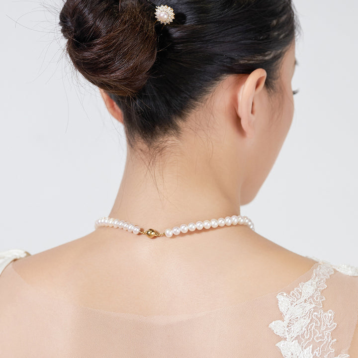 18K Gold Freshwater Pearl Necklace KN00078 | STARRY - PEARLY LUSTRE