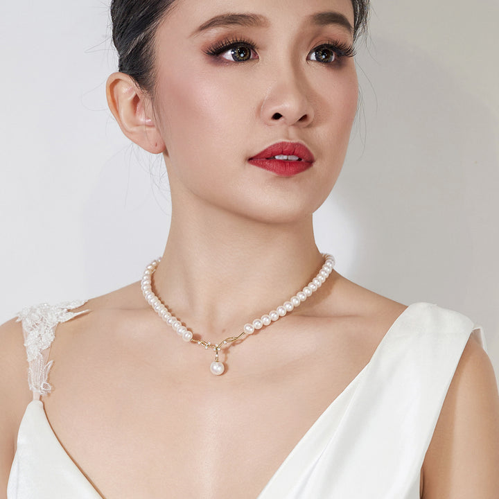18K Gold Freshwater Pearl Necklace KN00078 | STARRY - PEARLY LUSTRE