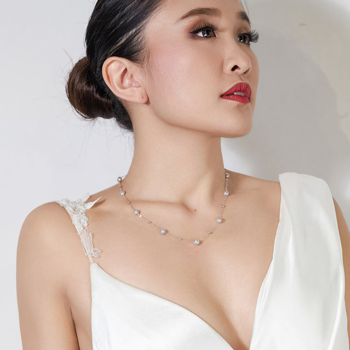 18K Solid Gold Akoya Madama Pearl Necklace KN00081 - PEARLY LUSTRE