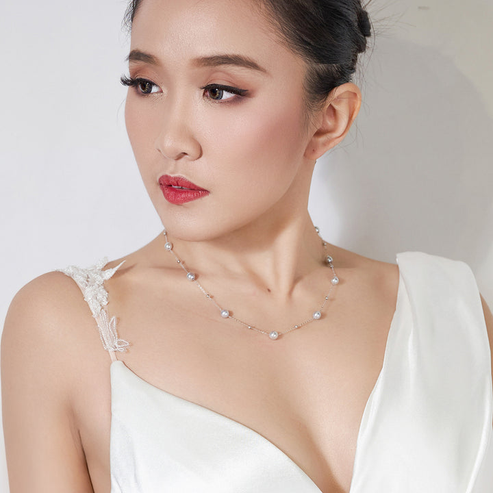 18K Solid Gold Akoya Madama Pearl Necklace KN00081 - PEARLY LUSTRE