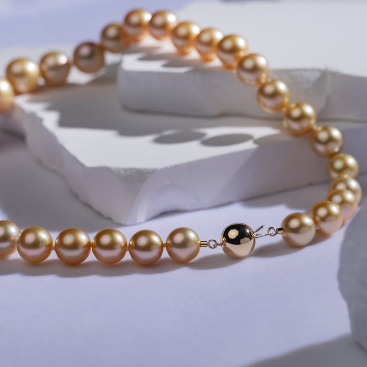 18k Aurora Moon Rainbow South Sea Golden Pearl Necklace KN00090 - PEARLY LUSTRE