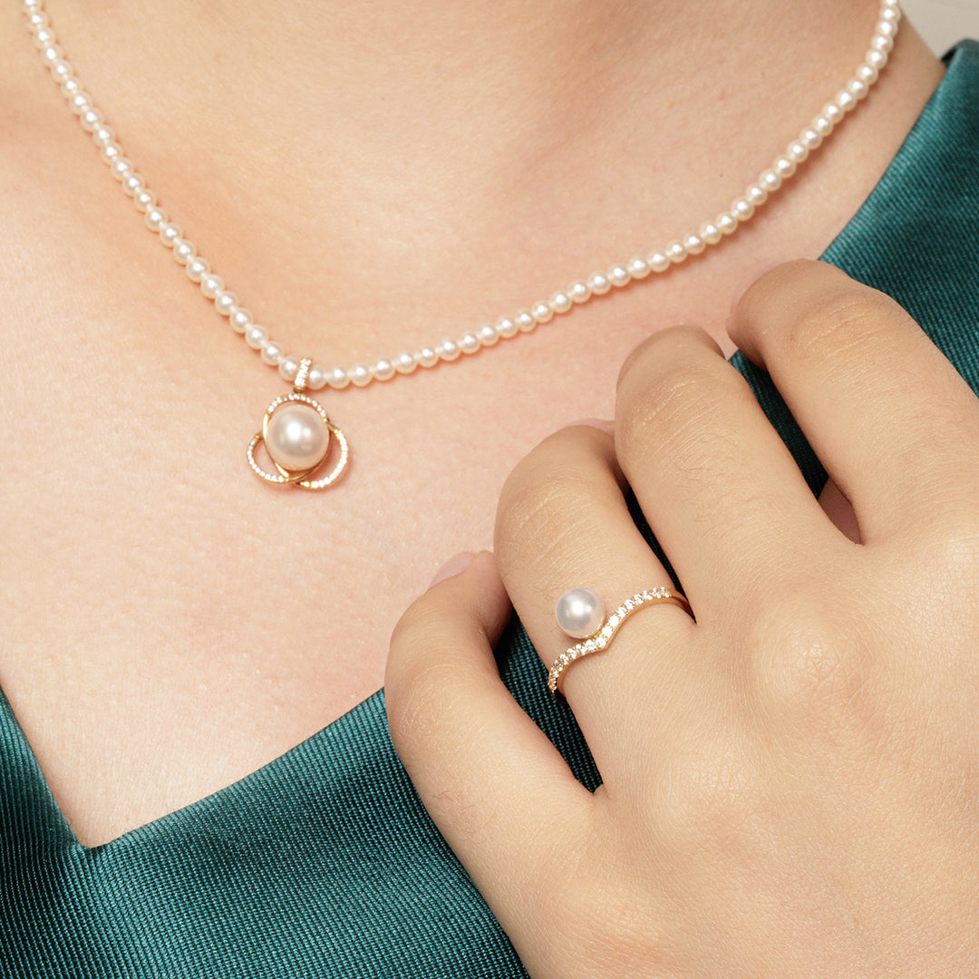 18K Gold Freshwater Pearl Ring KR00039 - PEARLY LUSTRE