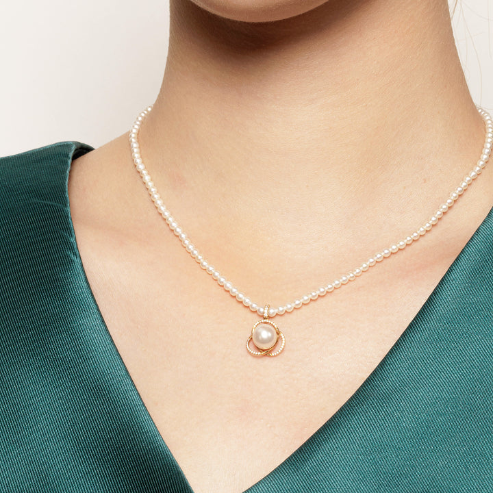 18K Solid Gold Freshwater Pearl Necklace KN00103 - PEARLY LUSTRE