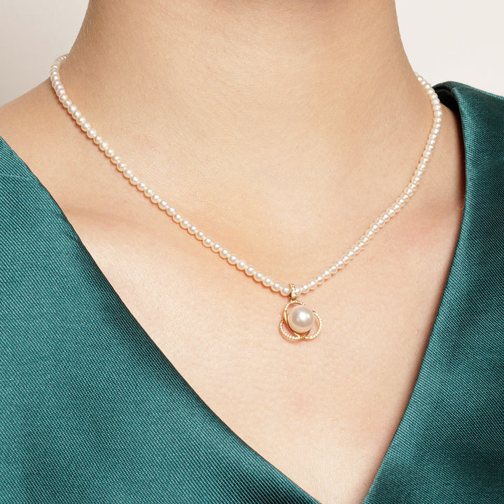 18K Solid Gold Freshwater Pearl Necklace KN00103 - PEARLY LUSTRE