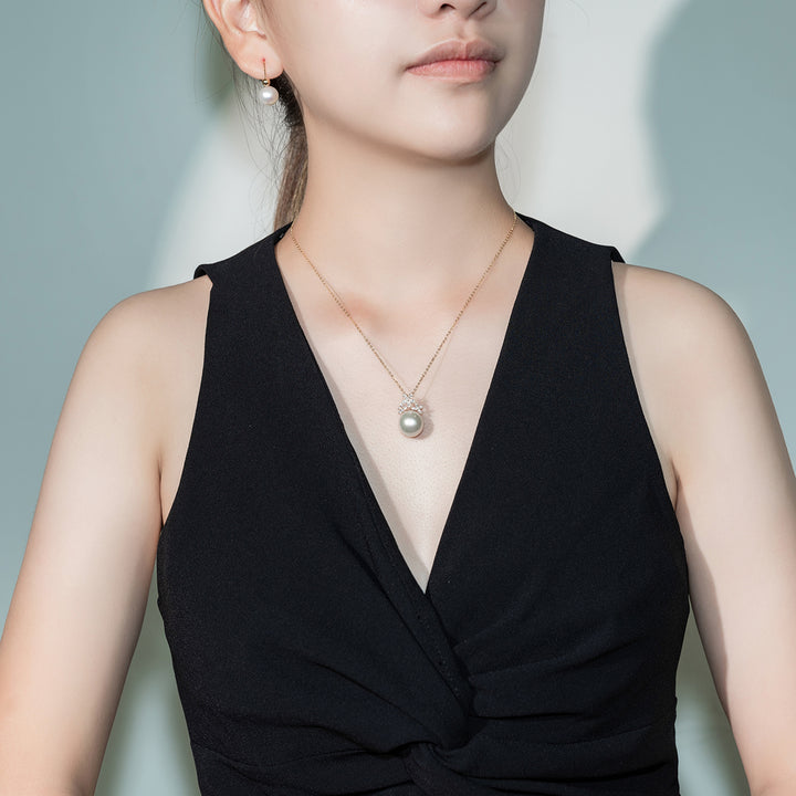 18K Solid Gold Saltwater Pearl Necklace KN00104 - PEARLY LUSTRE