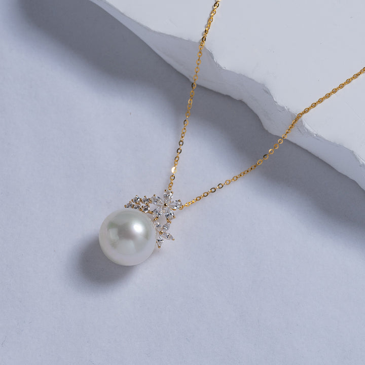 18K Solid Gold Saltwater Pearl Necklace KN00104 - PEARLY LUSTRE
