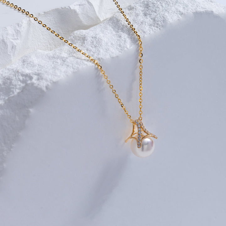18K Solid Gold Hanadama Akoya Pearl Necklace KN00110 - PEARLY LUSTRE
