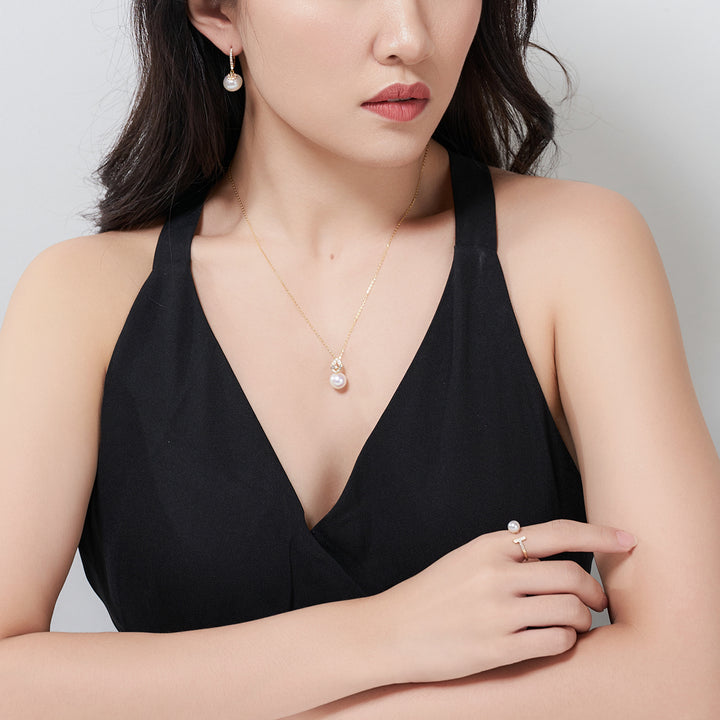 18k Solid Gold Freshwater Pearl Necklace KN00116 - PEARLY LUSTRE