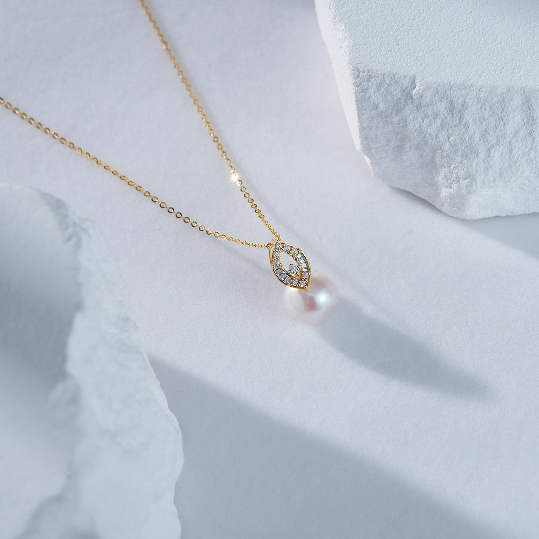 18k Solid Gold Freshwater Pearl Necklace KN00116 - PEARLY LUSTRE