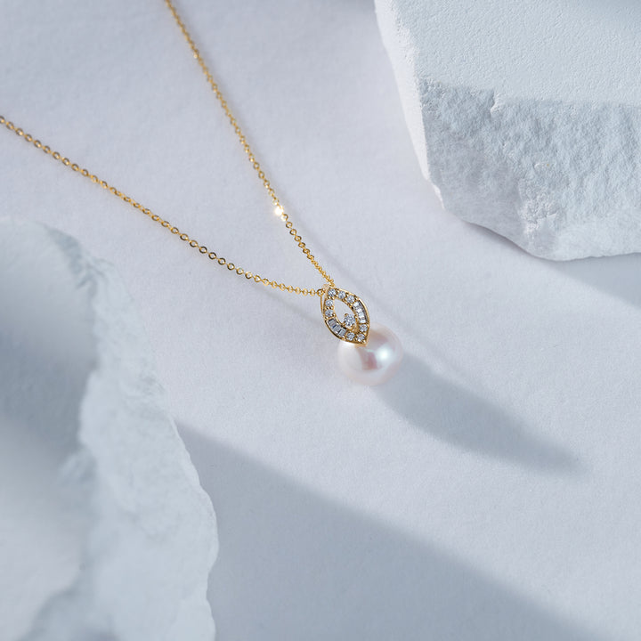 18k Solid Gold Freshwater Pearl Necklace KN00116 - PEARLY LUSTRE