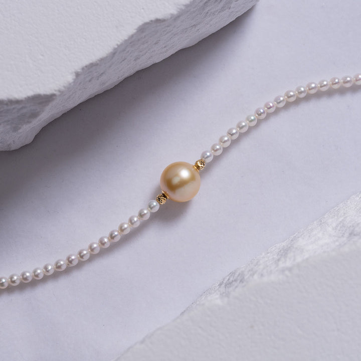 18k Gold South Sea Golden Pearl Necklace KN00125 - PEARLY LUSTRE