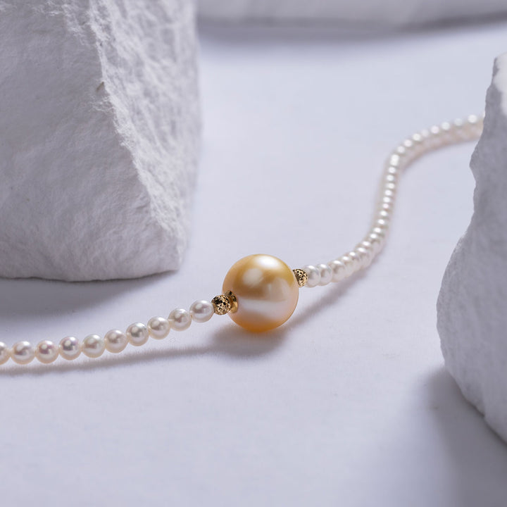 18k Gold South Sea Golden Pearl Necklace KN00125 - PEARLY LUSTRE