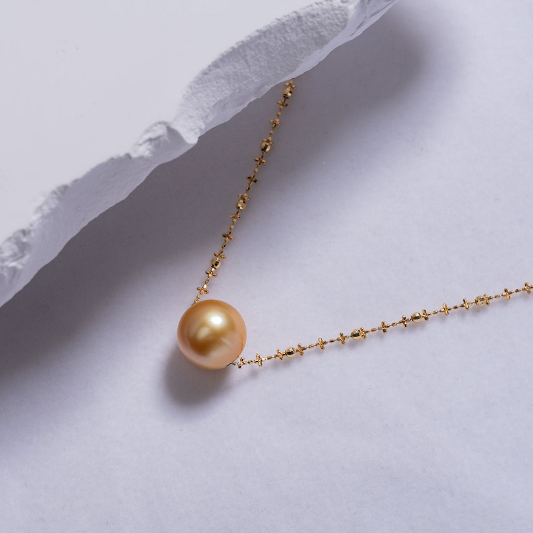 18k Gold South Sea Golden Pearl Necklace KN00126 - PEARLY LUSTRE