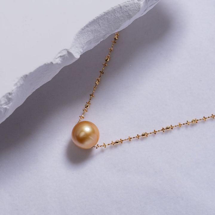 18k Gold South Sea Golden Pearl Necklace KN00126 - PEARLY LUSTRE