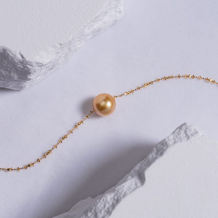 18k Gold South Sea Golden Pearl Necklace KN00126 - PEARLY LUSTRE