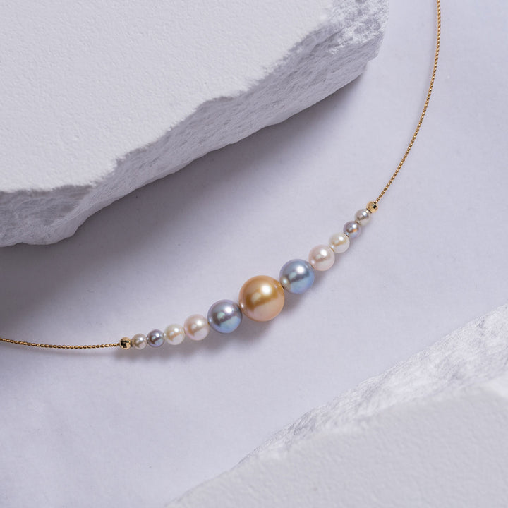 18k Gold South Sea Golden Pearl Necklace KN00128 - PEARLY LUSTRE