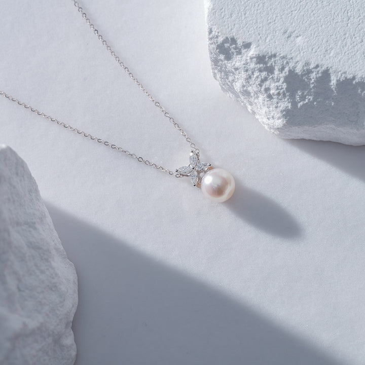 18K Diamond Akoya Pearl Necklace KN00132 | EVERLEAF - PEARLY LUSTRE