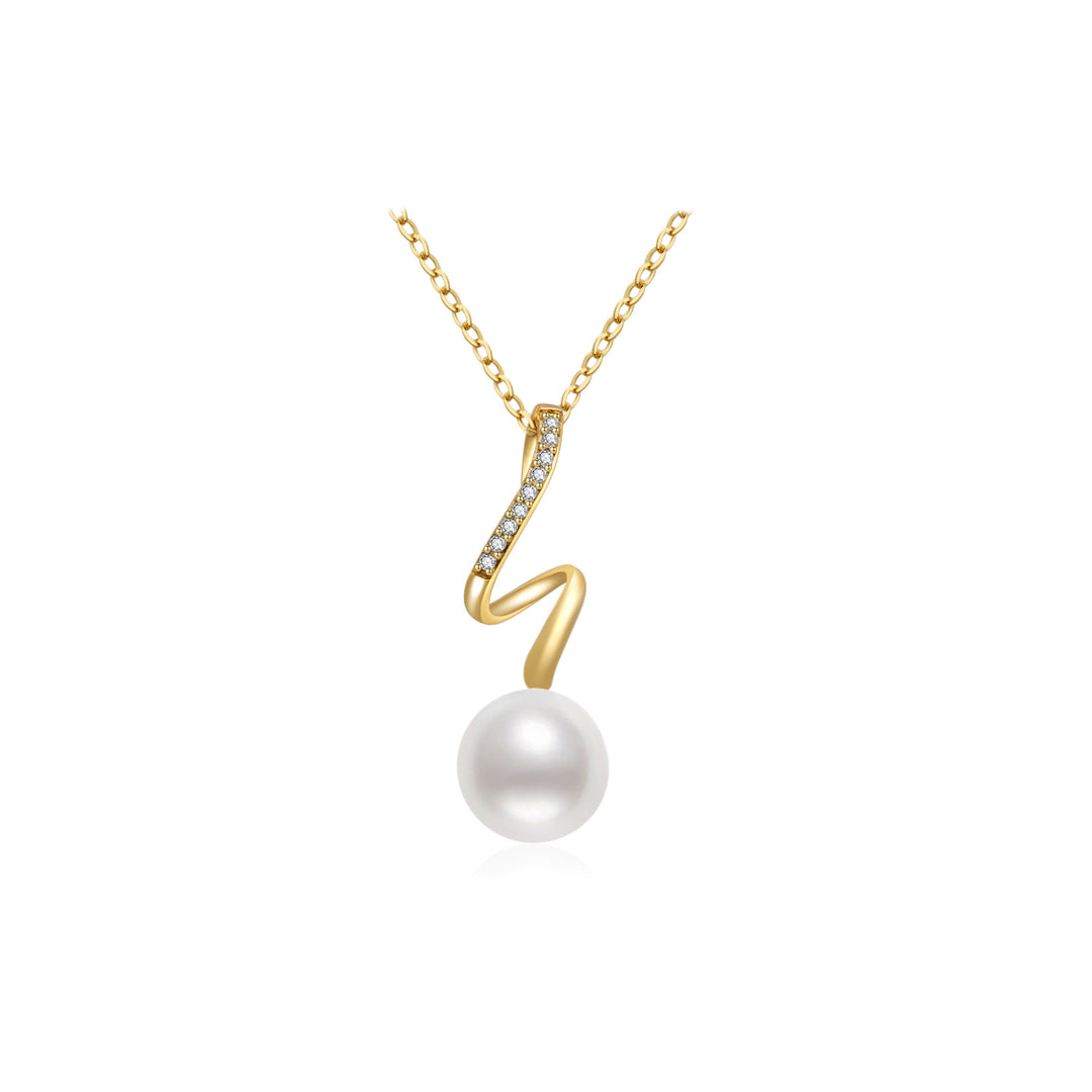 18K Solid Gold Diamond Hanadama Akoya Pearl Necklace KN00135 - PEARLY LUSTRE