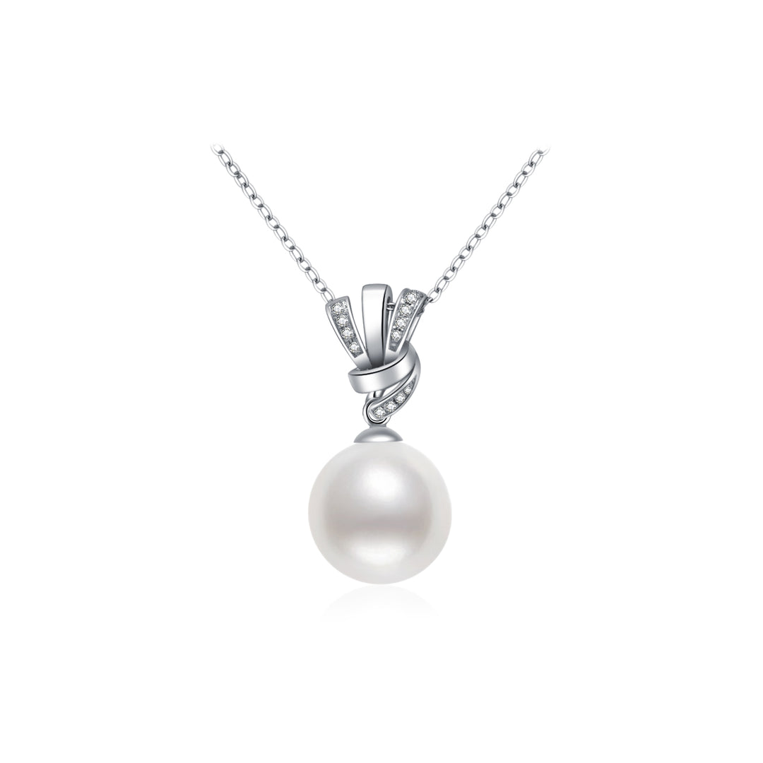 18k Gold Diamond South Sea Australia White Pearl Necklace KN00137 - PEARLY LUSTRE