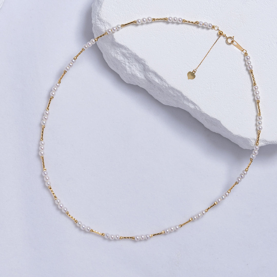 18K Solid Gold Top Grading Freshwater Pearl Necklace KN00142 - PEARLY LUSTRE