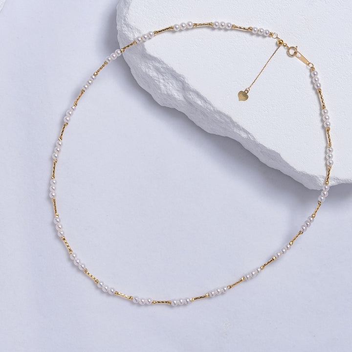 18K Solid Gold Top Grading Freshwater Pearl Necklace KN00142 - PEARLY LUSTRE