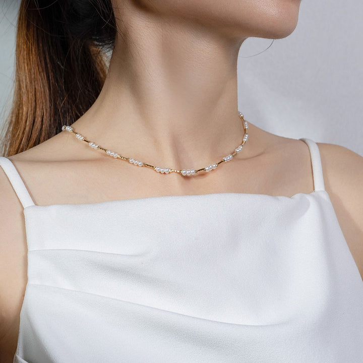 18K Solid Gold Top Grading Freshwater Pearl Necklace KN00142 - PEARLY LUSTRE