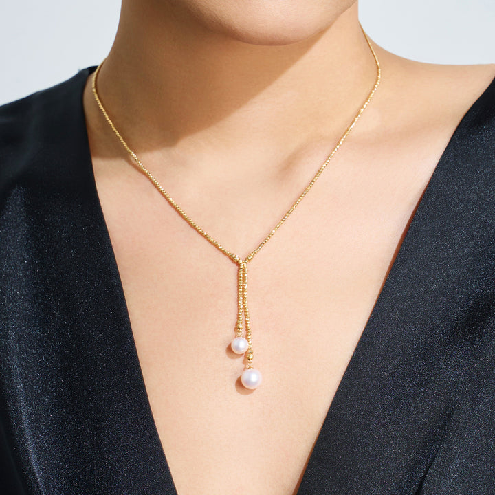 18k Solid Gold Akoya Hanadama Pearl Necklace KN00144 - PEARLY LUSTRE