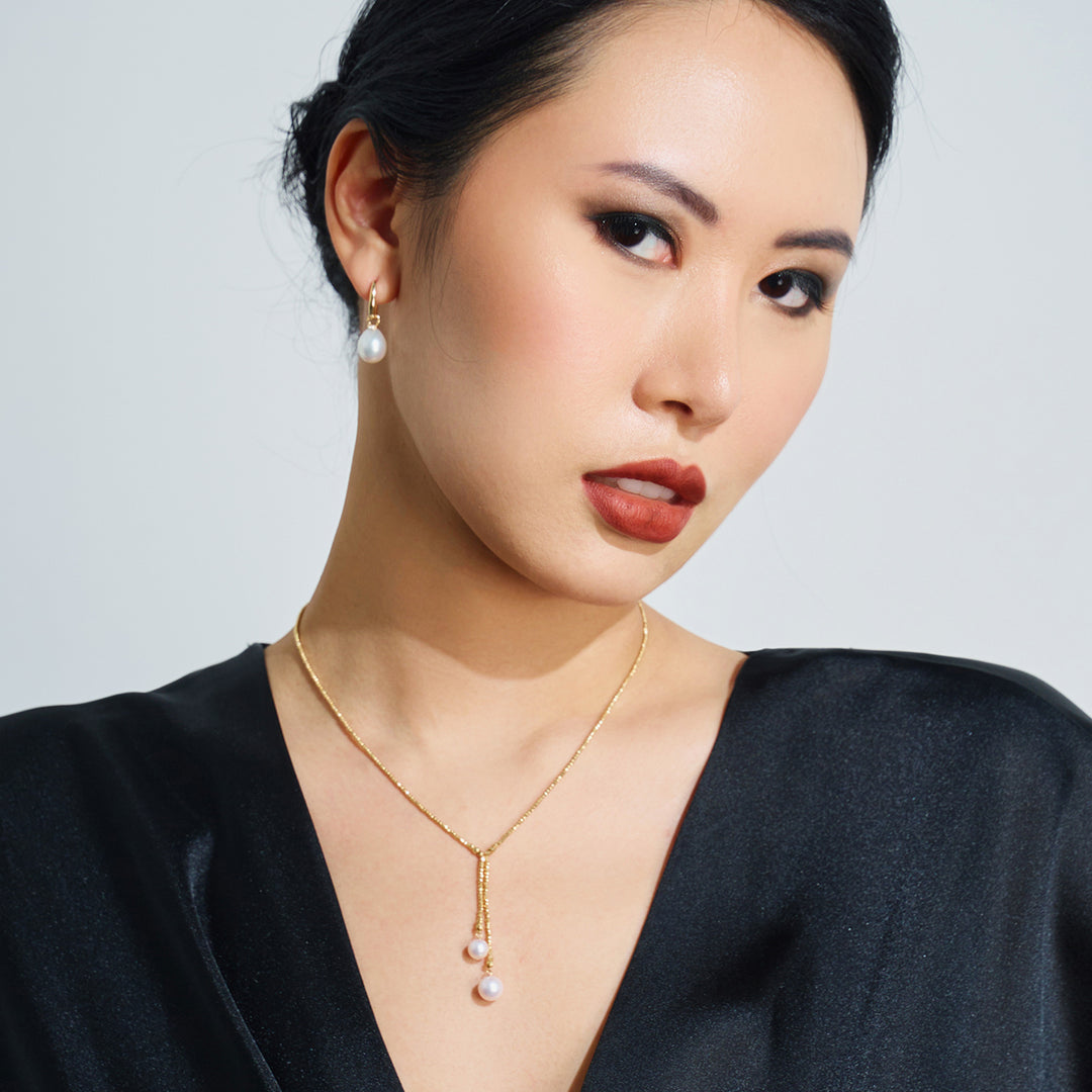 18k Solid Gold Akoya Hanadama Pearl Necklace KN00144 - PEARLY LUSTRE