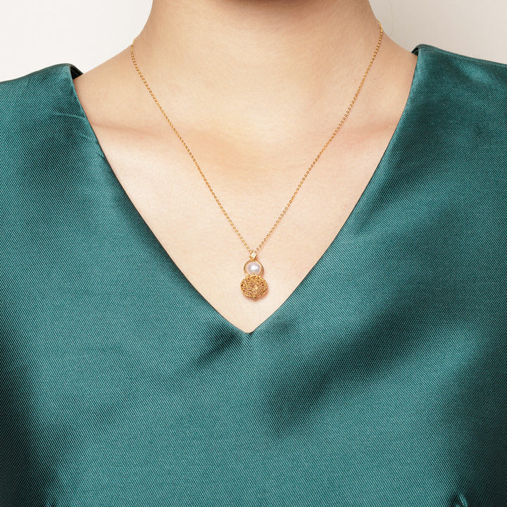18k Solid Gold Freshwater Pearl Necklace KN00147 - PEARLY LUSTRE