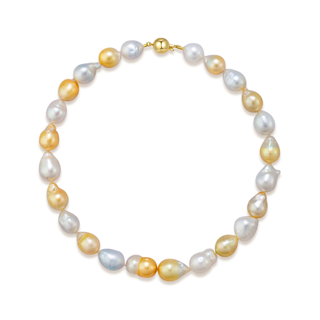 18k Gold Baroque South Sea Pearl Necklace KN00155 - PEARLY LUSTRE