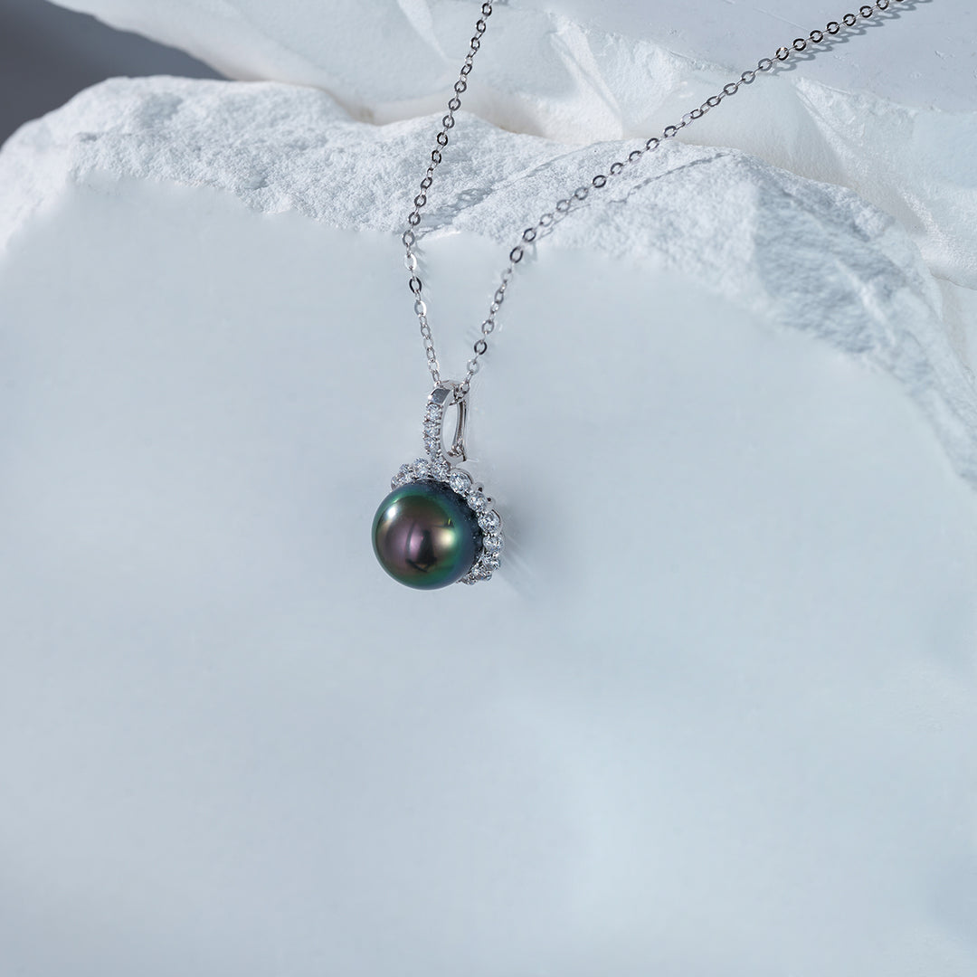 18K Solid Gold Saltwater Tahitian Pearl Necklace KN00156 - PEARLY LUSTRE