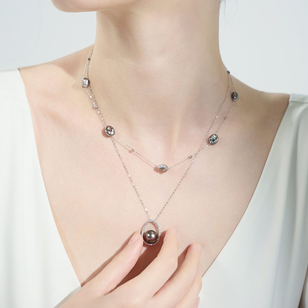 Elegant Tahitian Pearl Necklace WN00618 - PEARLY LUSTRE