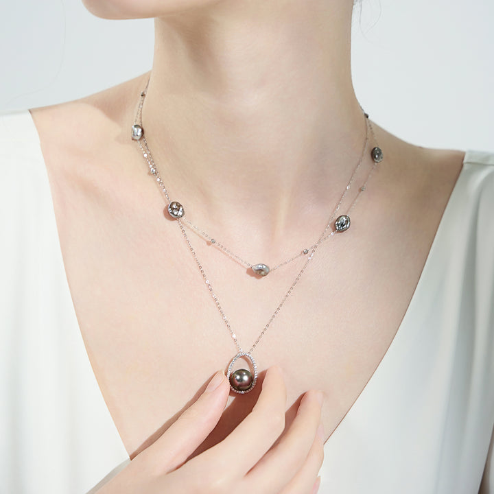 Elegant Tahitian Pearl Necklace WN00618 - PEARLY LUSTRE