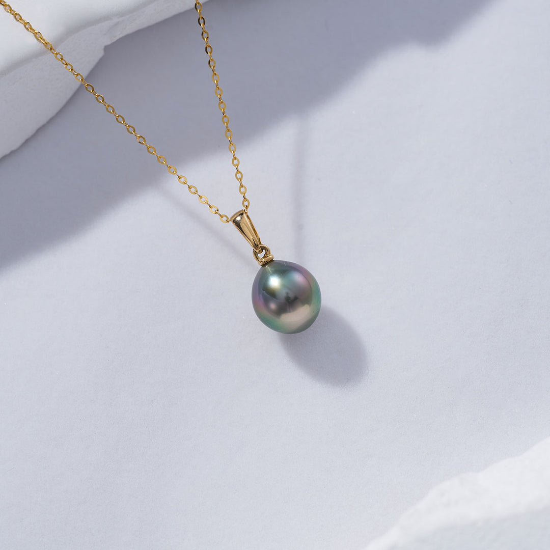 18K Solid Gold Saltwater Tahitian Pearl Necklace KN00172 - PEARLY LUSTRE