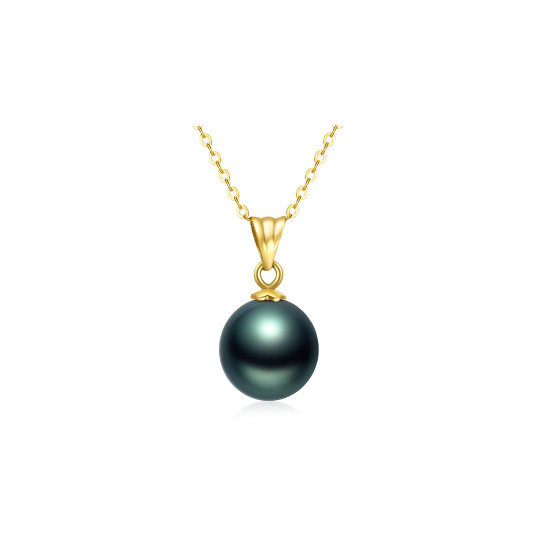 18K Solid Gold Saltwater Tahitian Pearl Necklace KN00173 - PEARLY LUSTRE