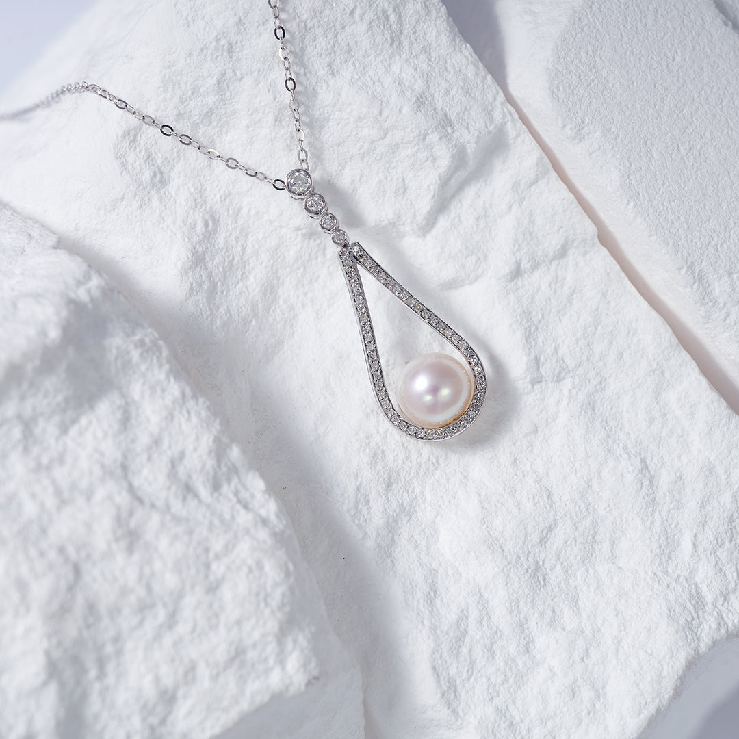 18K Solid Gold  Pearl Necklace KN00175 - PEARLY LUSTRE