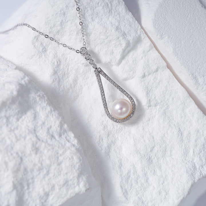 18K Solid Gold  Pearl Necklace KN00175 - PEARLY LUSTRE