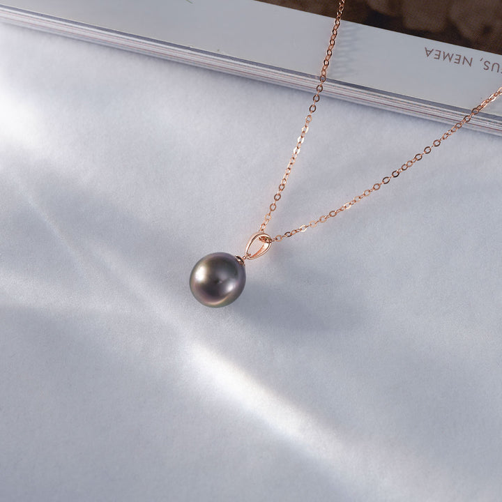 18K Solid Gold Saltwater Tahitian Pearl Necklace KN00179 - PEARLY LUSTRE