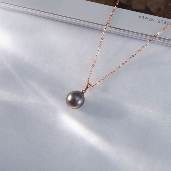 18K Solid Gold Saltwater Tahitian Pearl Necklace KN00179 - PEARLY LUSTRE