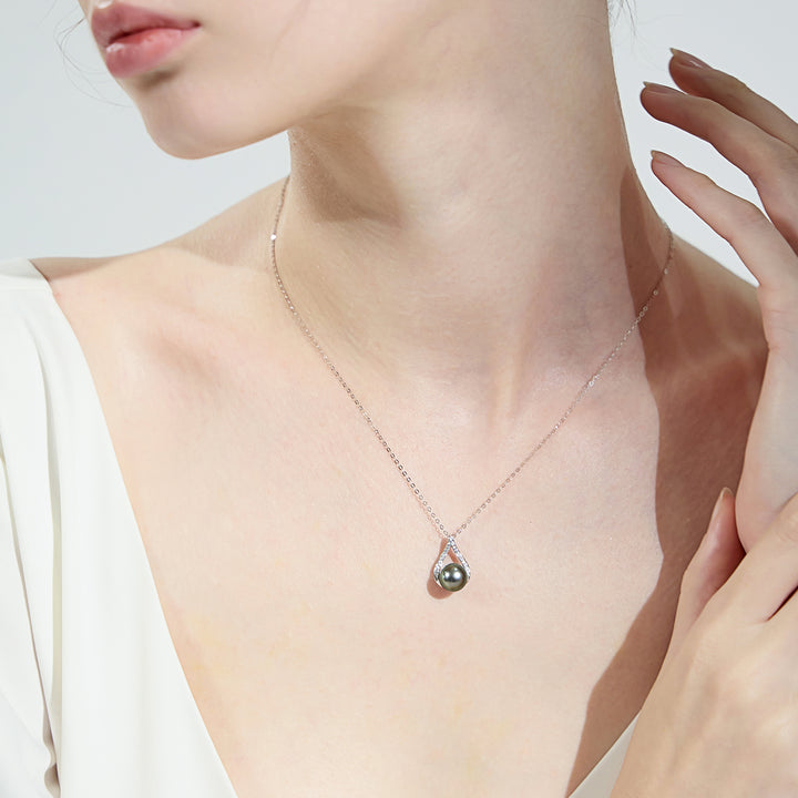18k Solid Gold Tahitian Pearl Necklace KN00183 - PEARLY LUSTRE