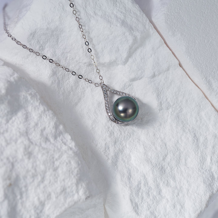 18k Solid Gold Tahitian Pearl Necklace KN00183 - PEARLY LUSTRE